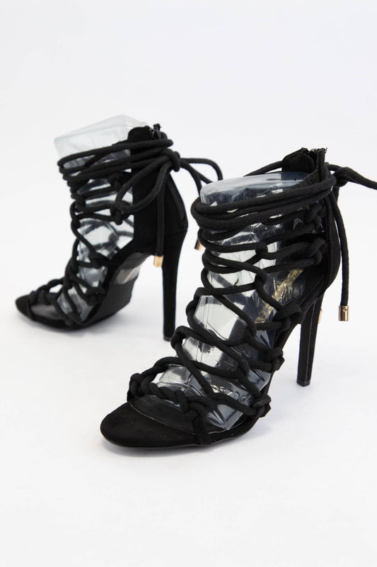 ROPE STRAP LACE UP HEELS