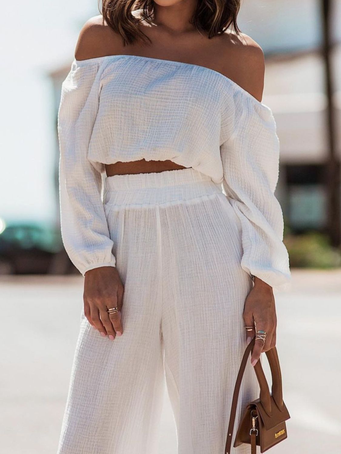 Off Shoulder Long Sleeve Set