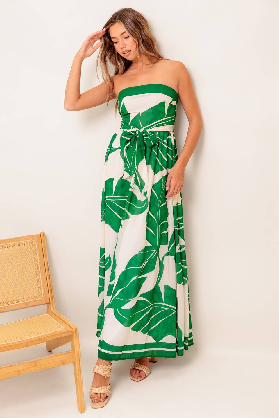 A printed woven ankle dress - ID22476