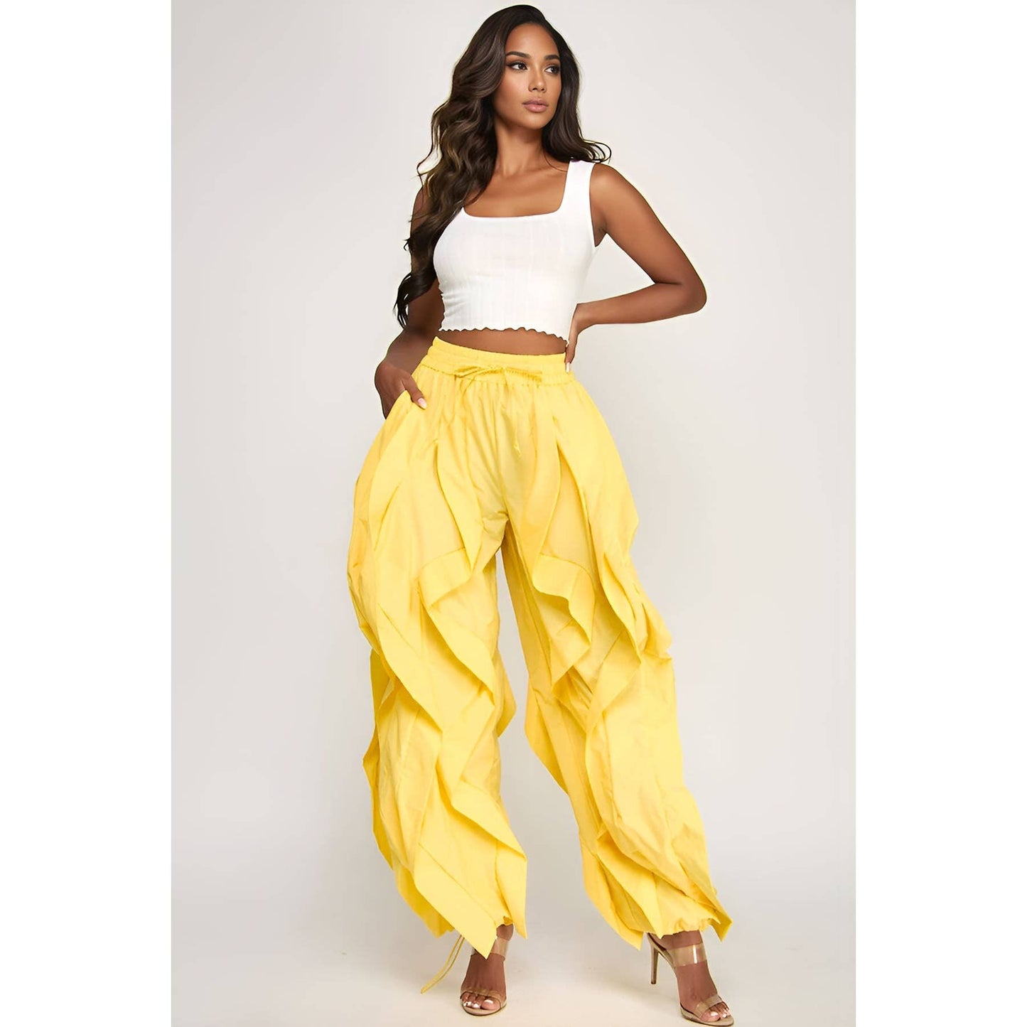 Ruffle Detail Drawstring Pant