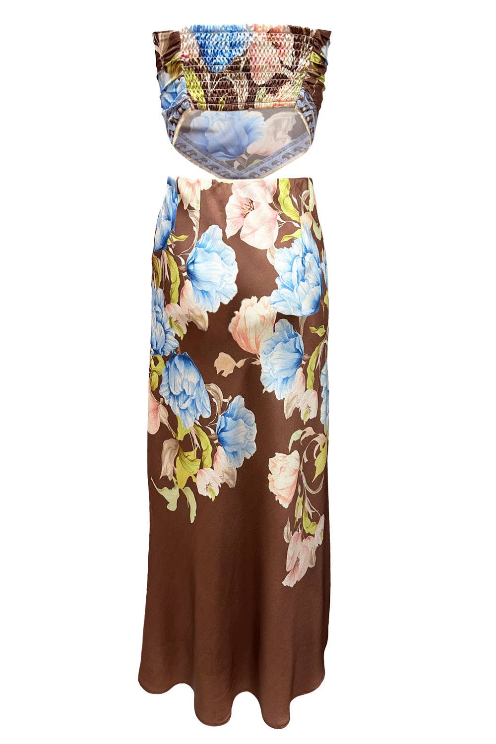 Strapless Satin Top & Maxi Skirt Set