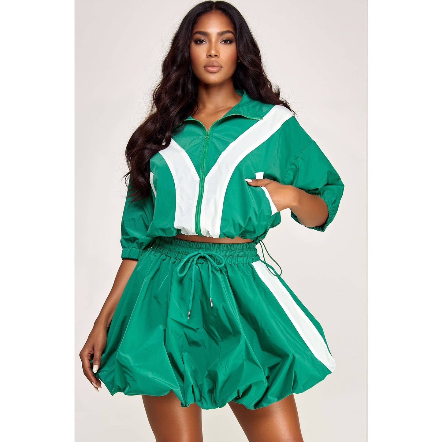 WIND BREAK JACKET AND MINI SKIRT SET