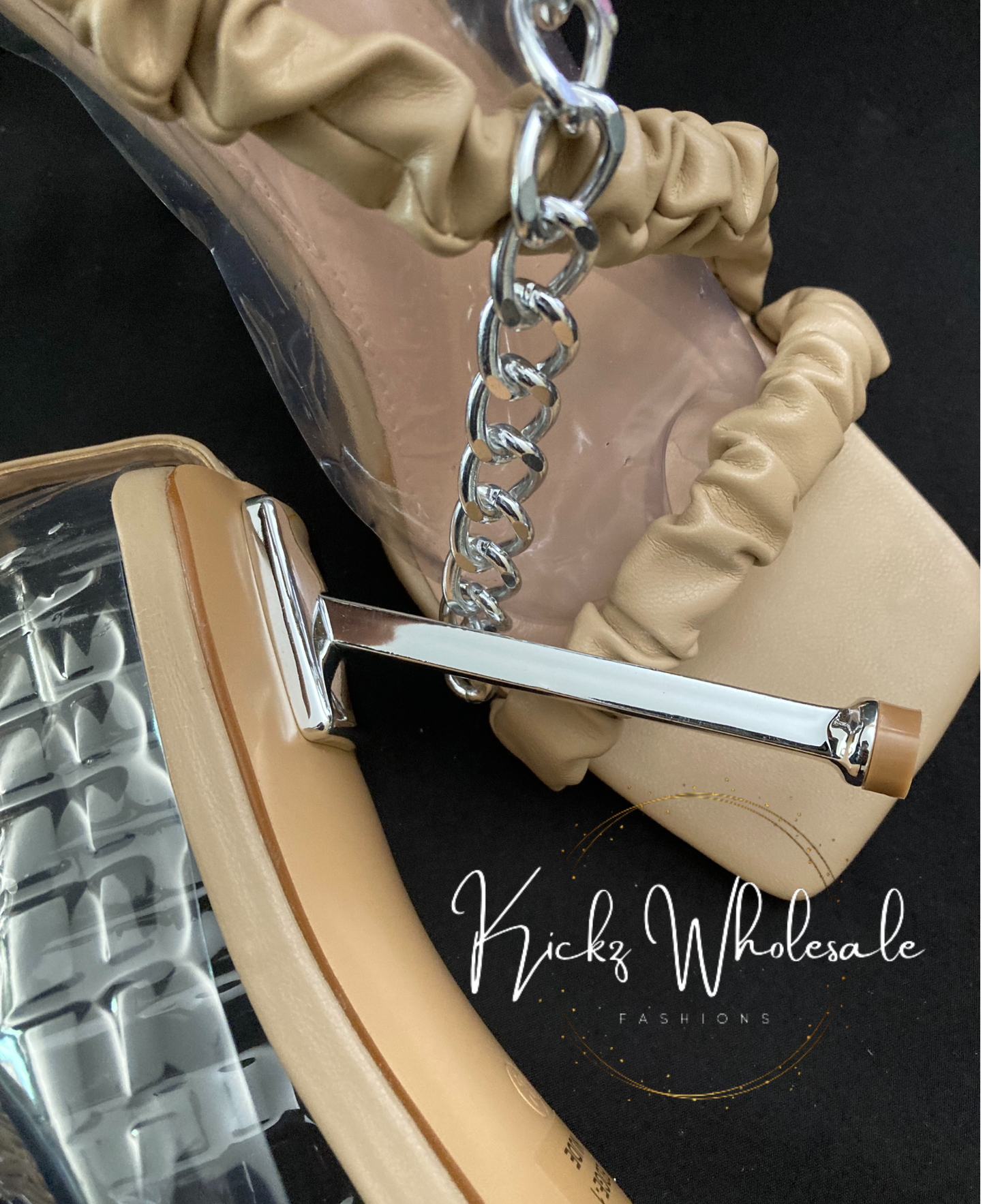 NUDE CHAIN HEELS