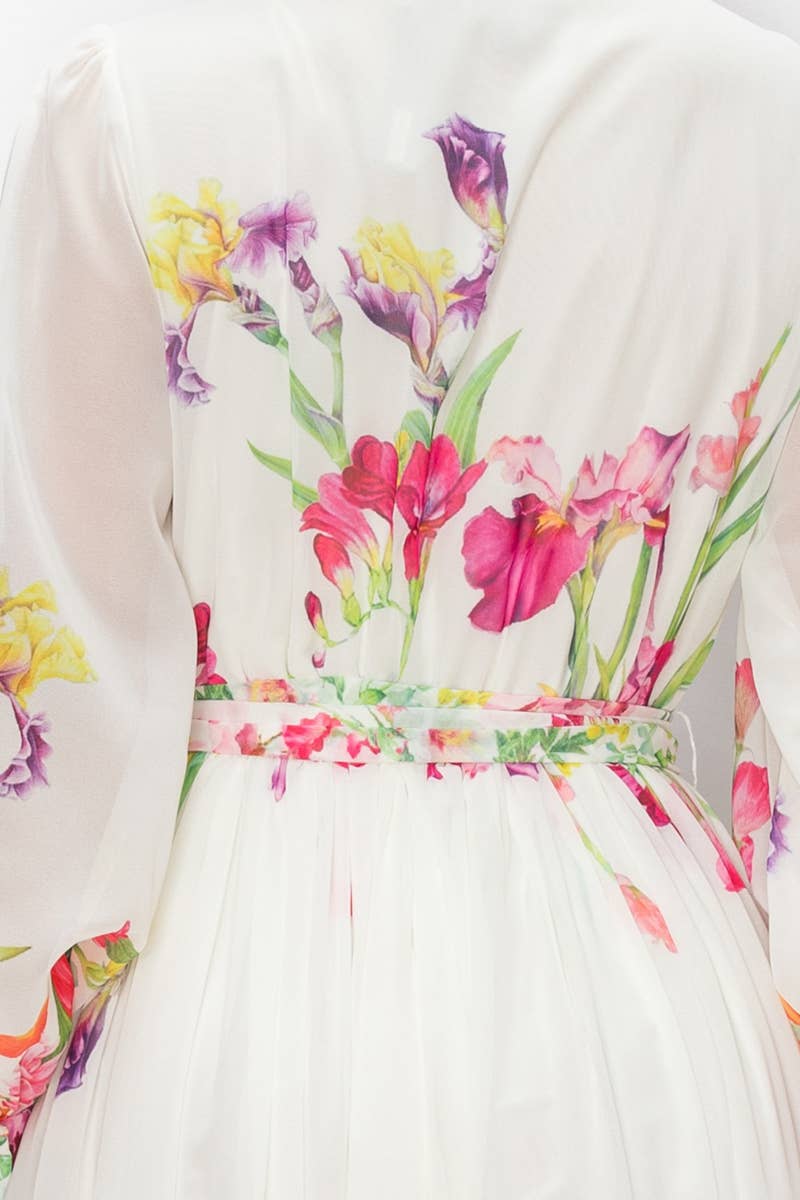 Floral Long Sleeve Wrap Maxi Dress