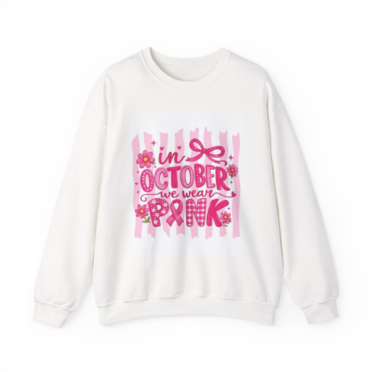 In October We Wear Pink Sweatshirt - Breast Cancer Awareness Crewneck