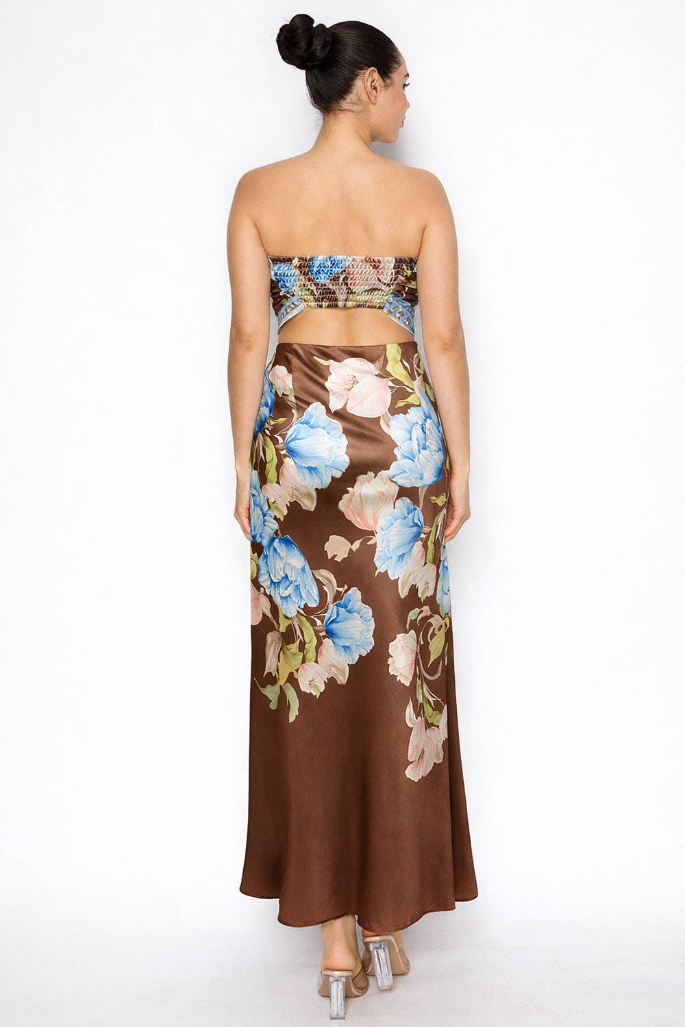 Strapless Satin Top & Maxi Skirt Set