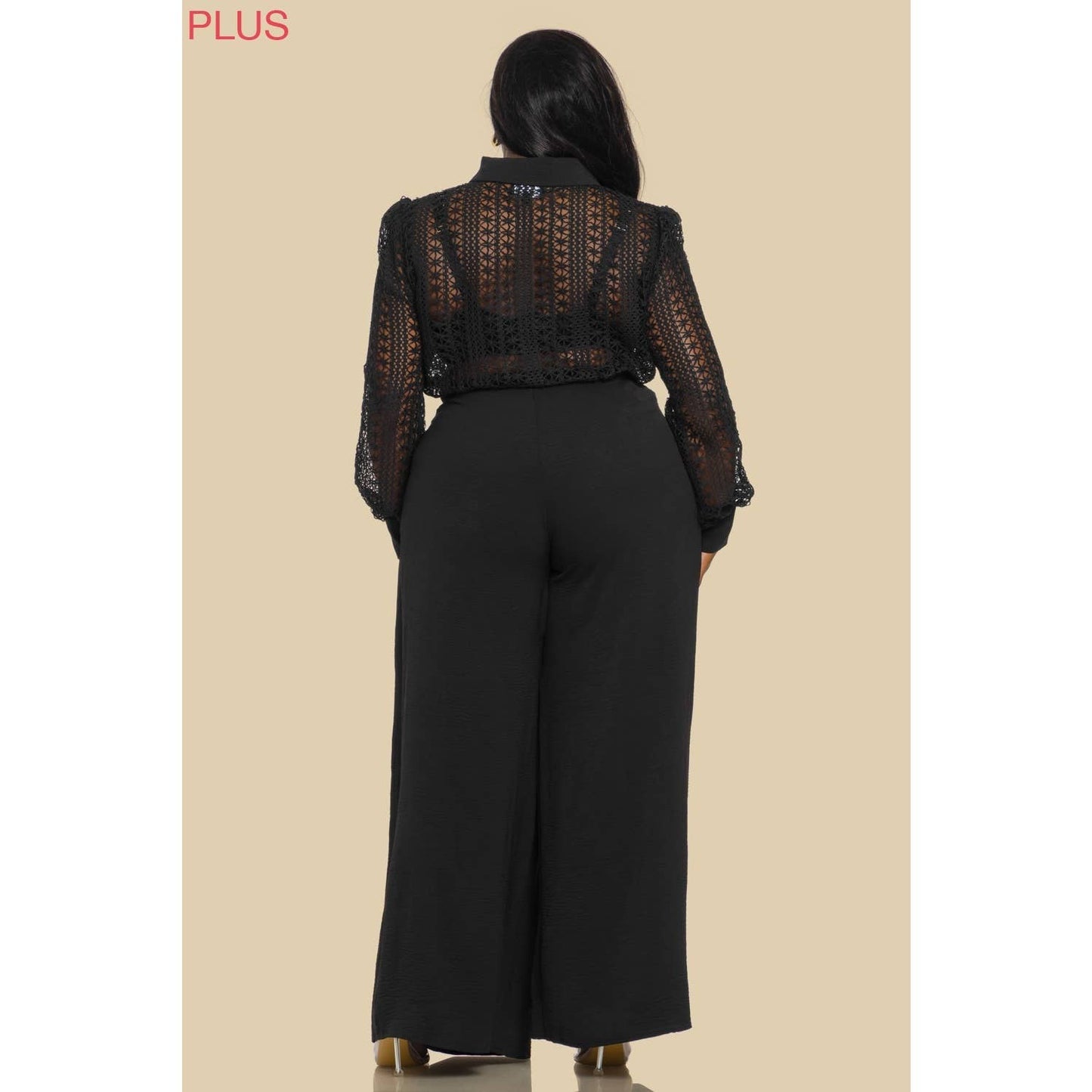 PLUS CROCHET SHIRT WITH LONG PANTS SET