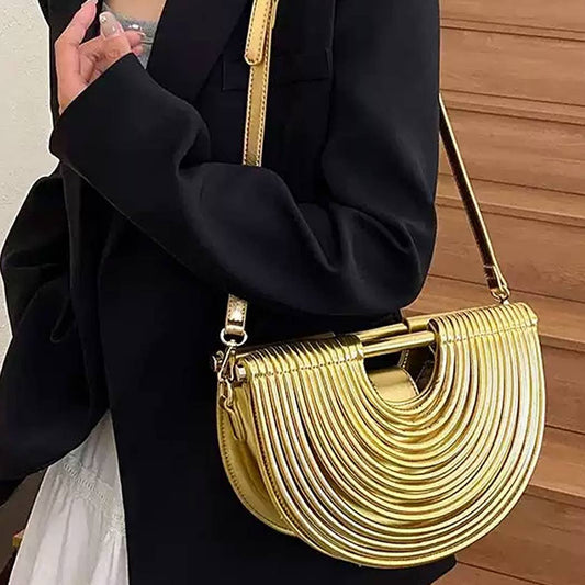 Metallic Faux Leather Noodle Bag