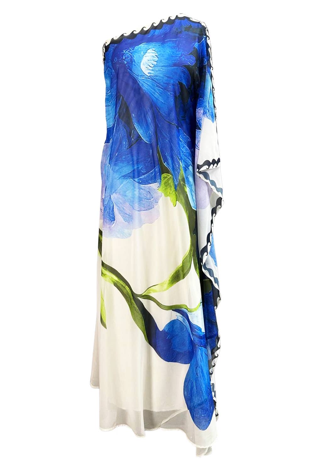 One-Shoulder Chiffon Maxi Dress with Draped Detail