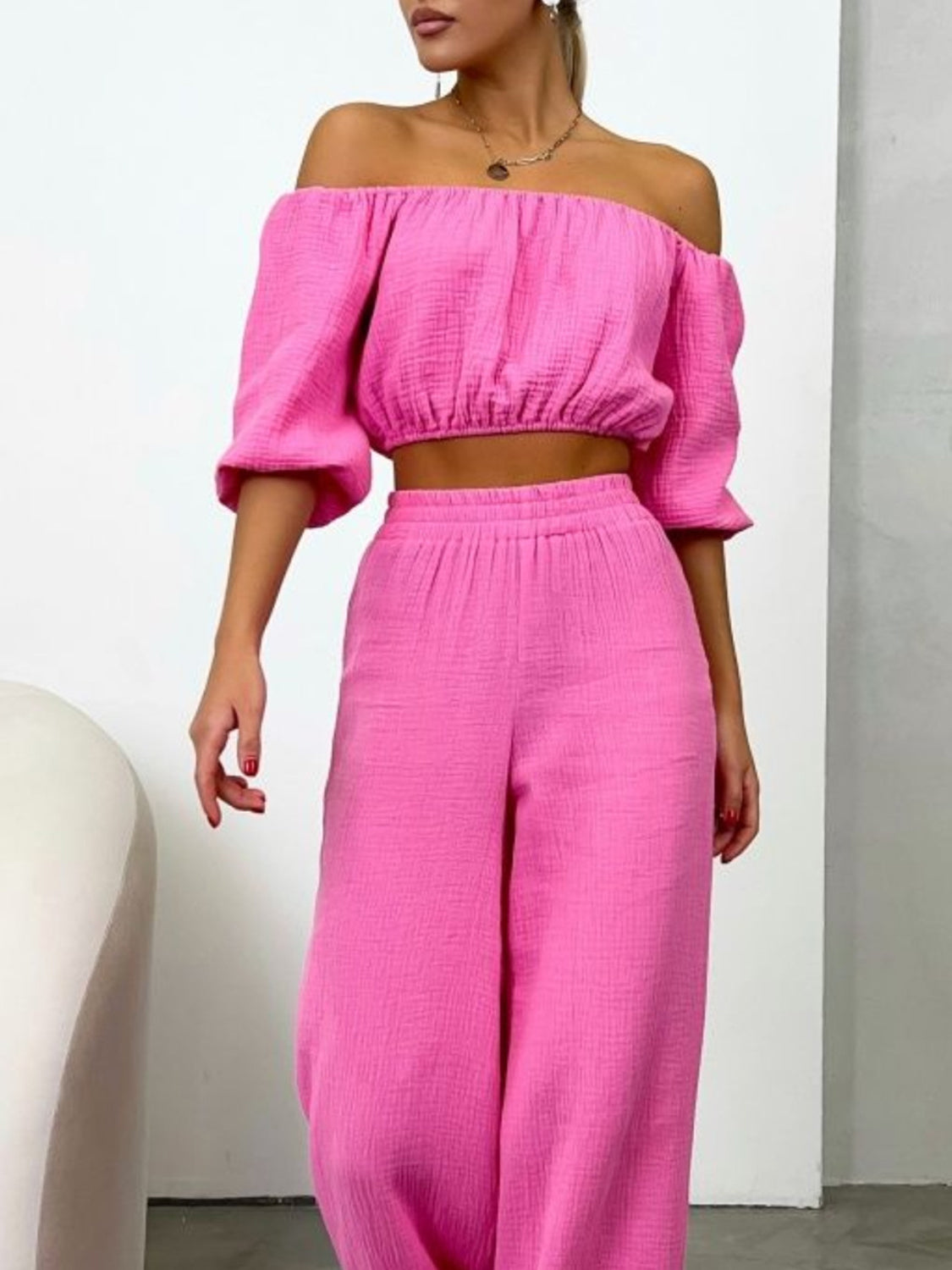 Off Shoulder Long Sleeve Set