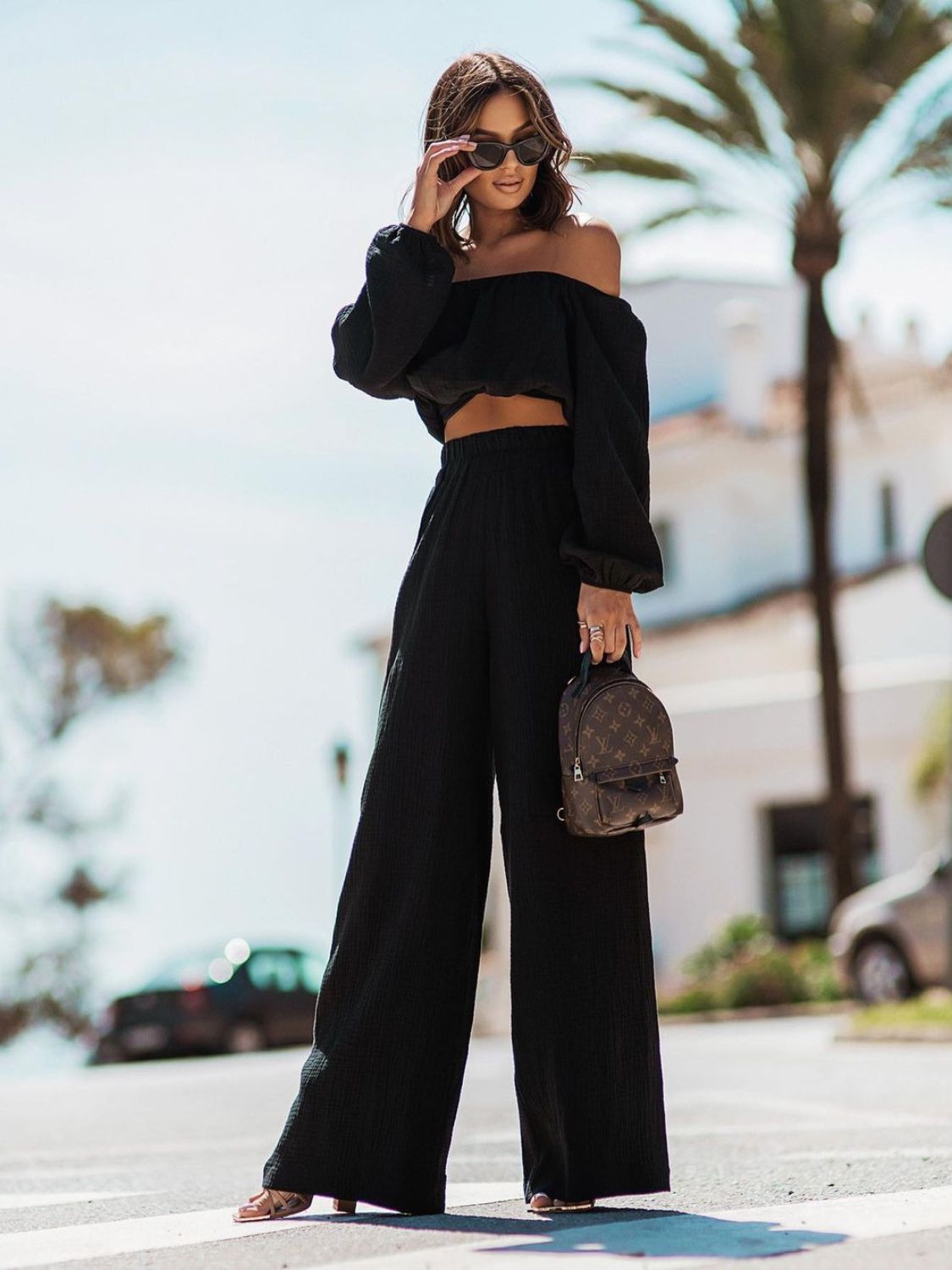 Off Shoulder Long Sleeve Set