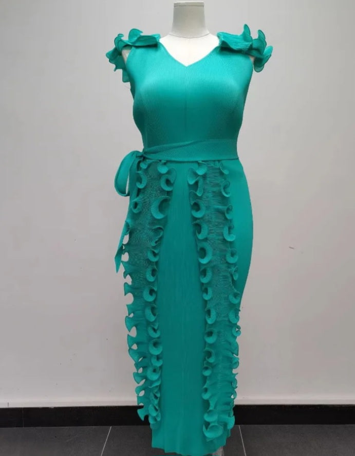 Ruffle Shoulder Dress