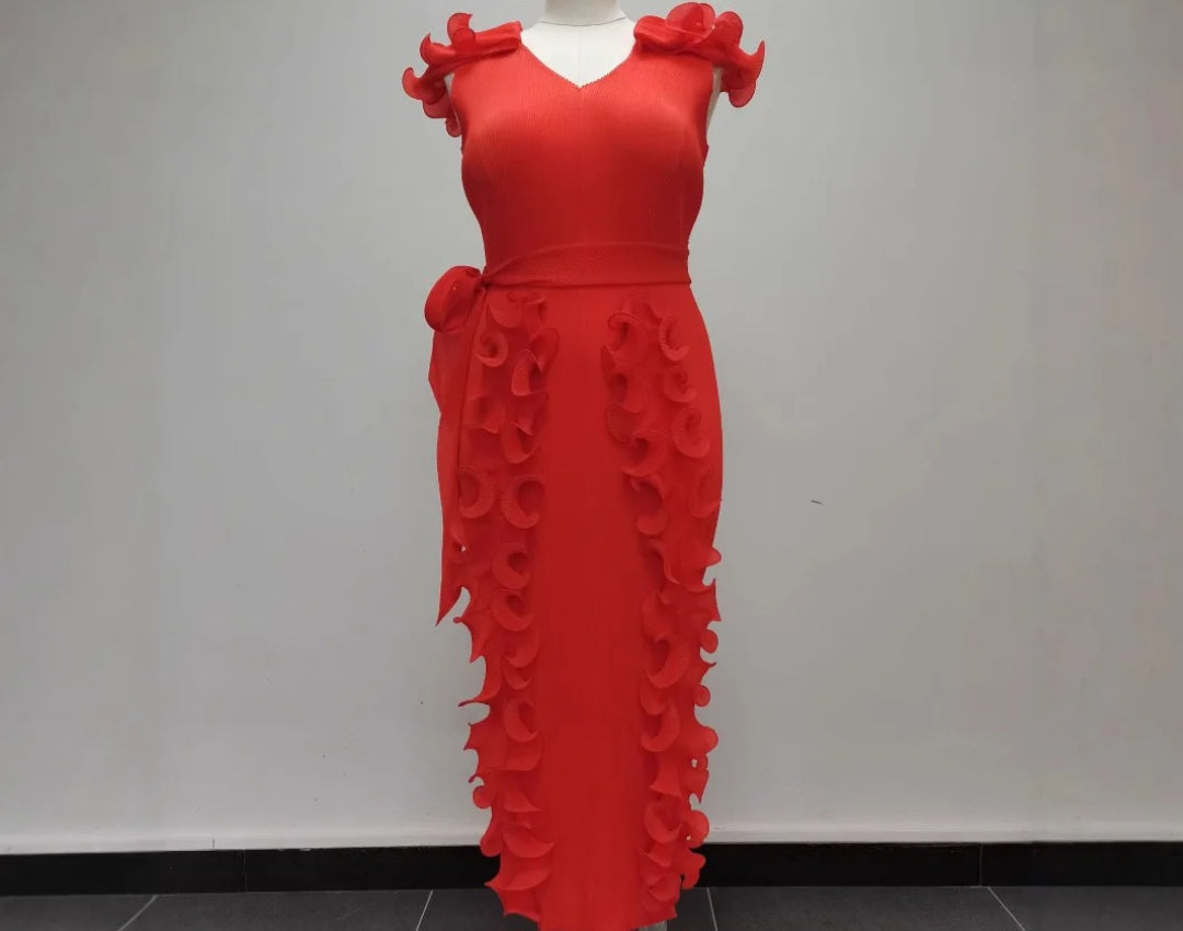 Ruffle Shoulder Dress