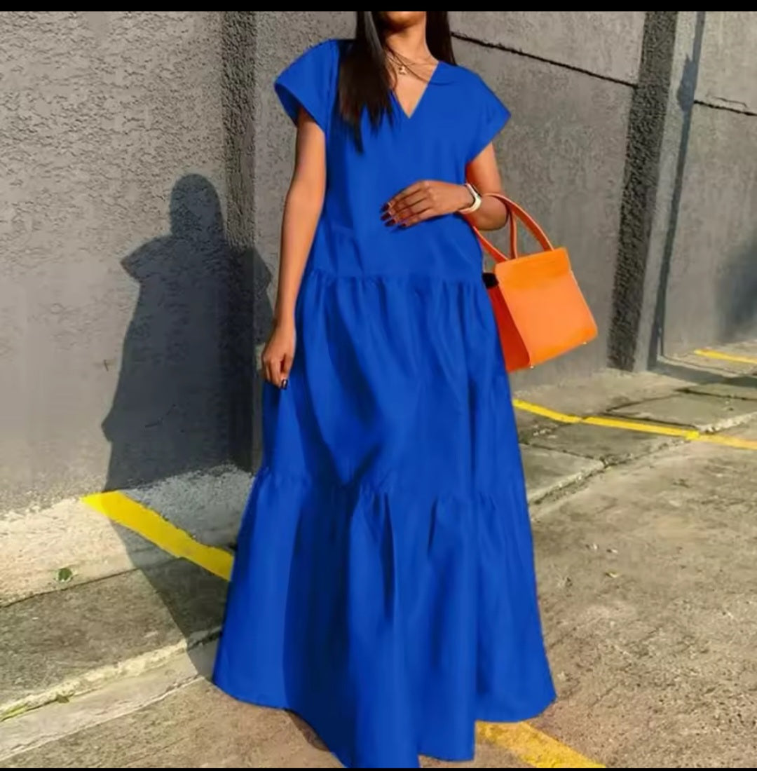 Blue Ruffles Maxi Dress