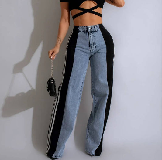 3 Stripe Wide Leg Jeans