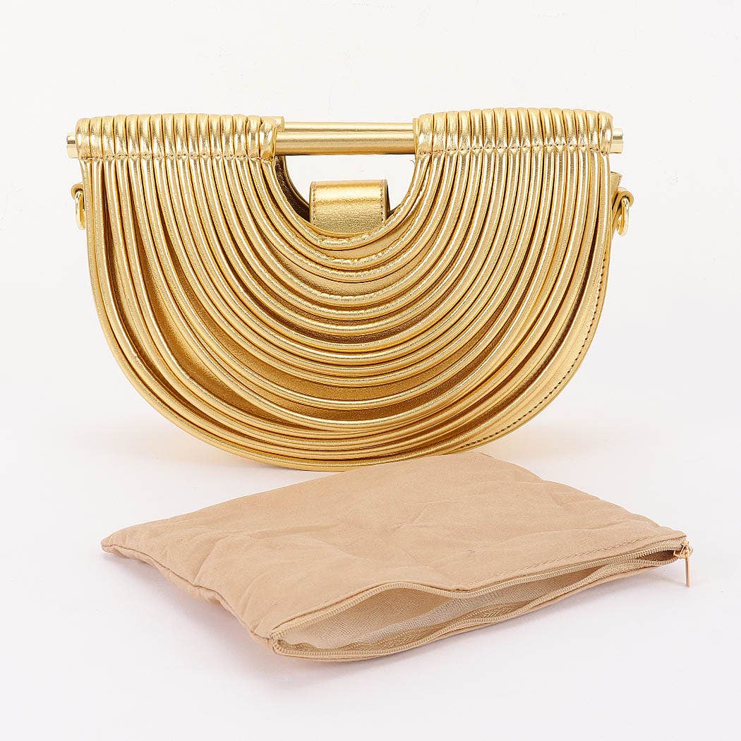 Metallic Faux Leather Noodle Bag