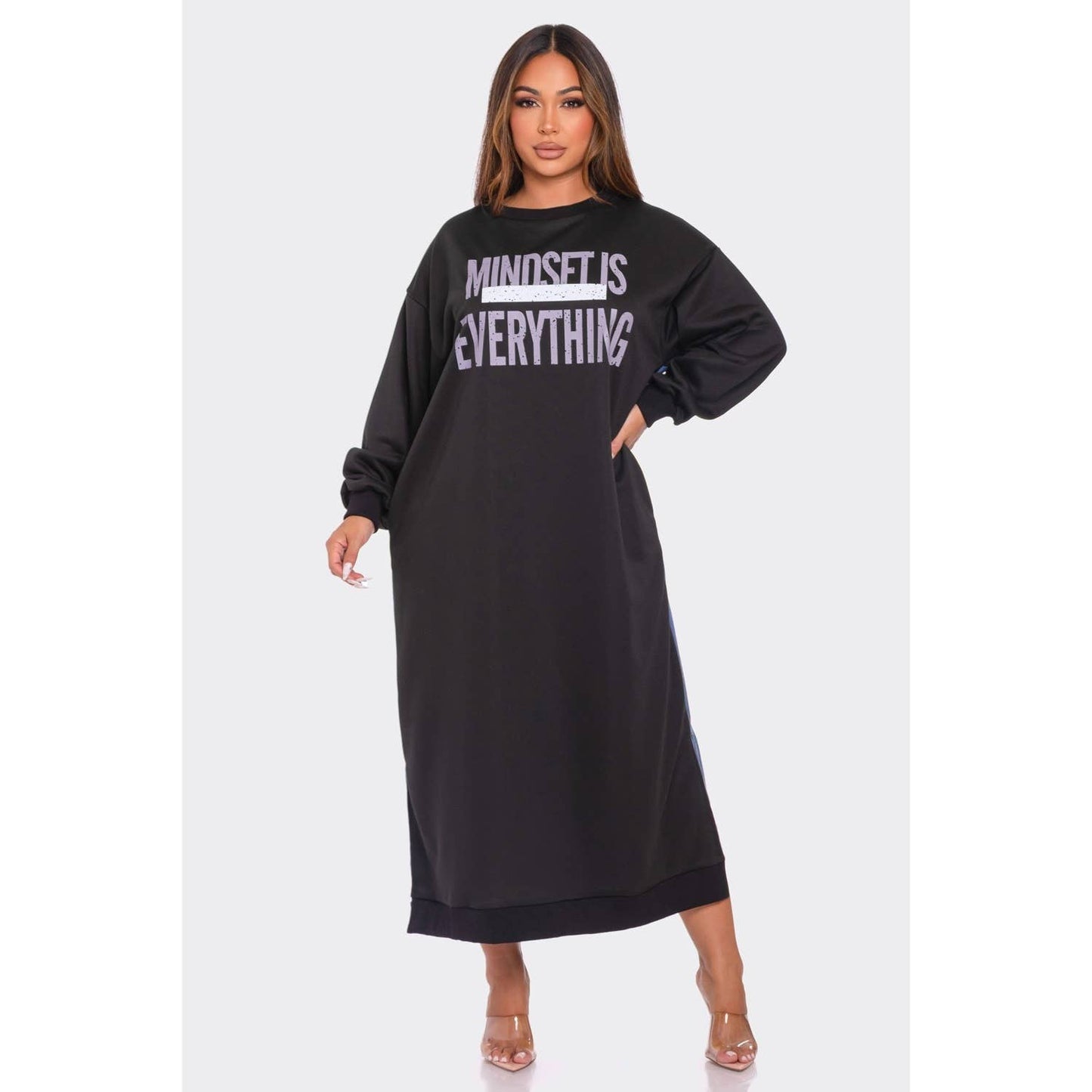 Sweatshirt Half Denim Half Maxi Dress