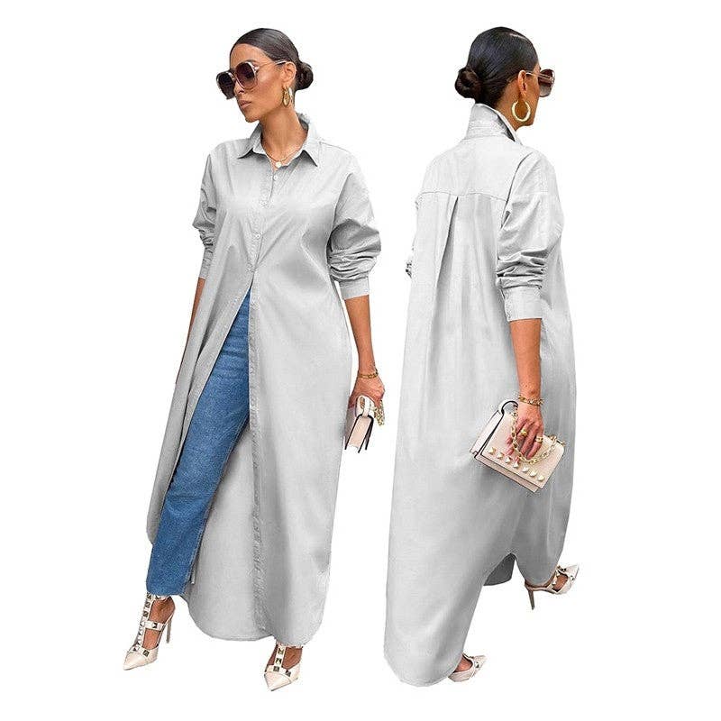 Casual Solid Color Long Coat