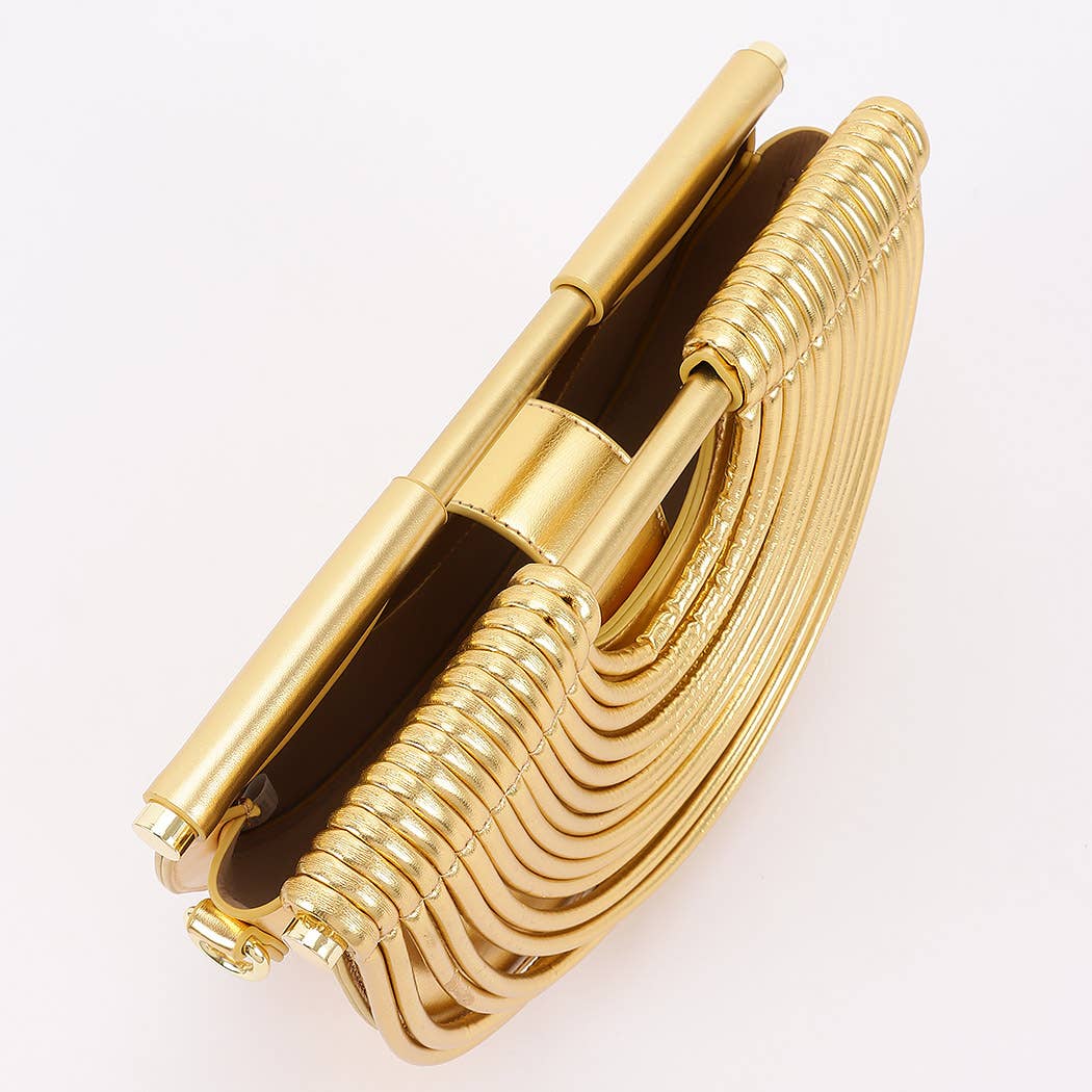 Metallic Faux Leather Noodle Bag