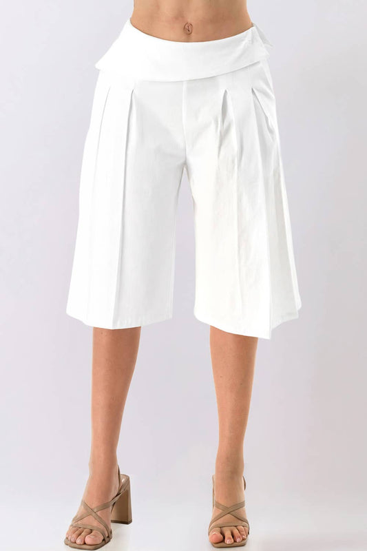 BP2958_Pleated Wide-Leg Bermuda Pants