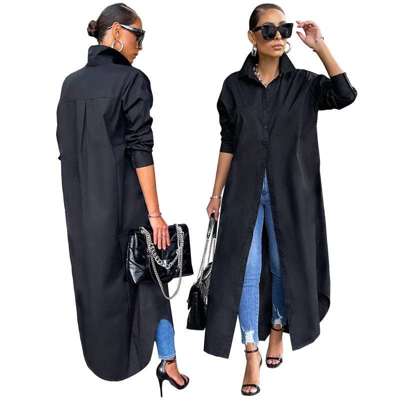 Casual Solid Color Long Coat