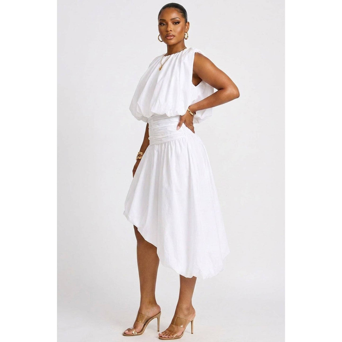 Cropped Bubble Top & High-Low Bubble Skirt Set