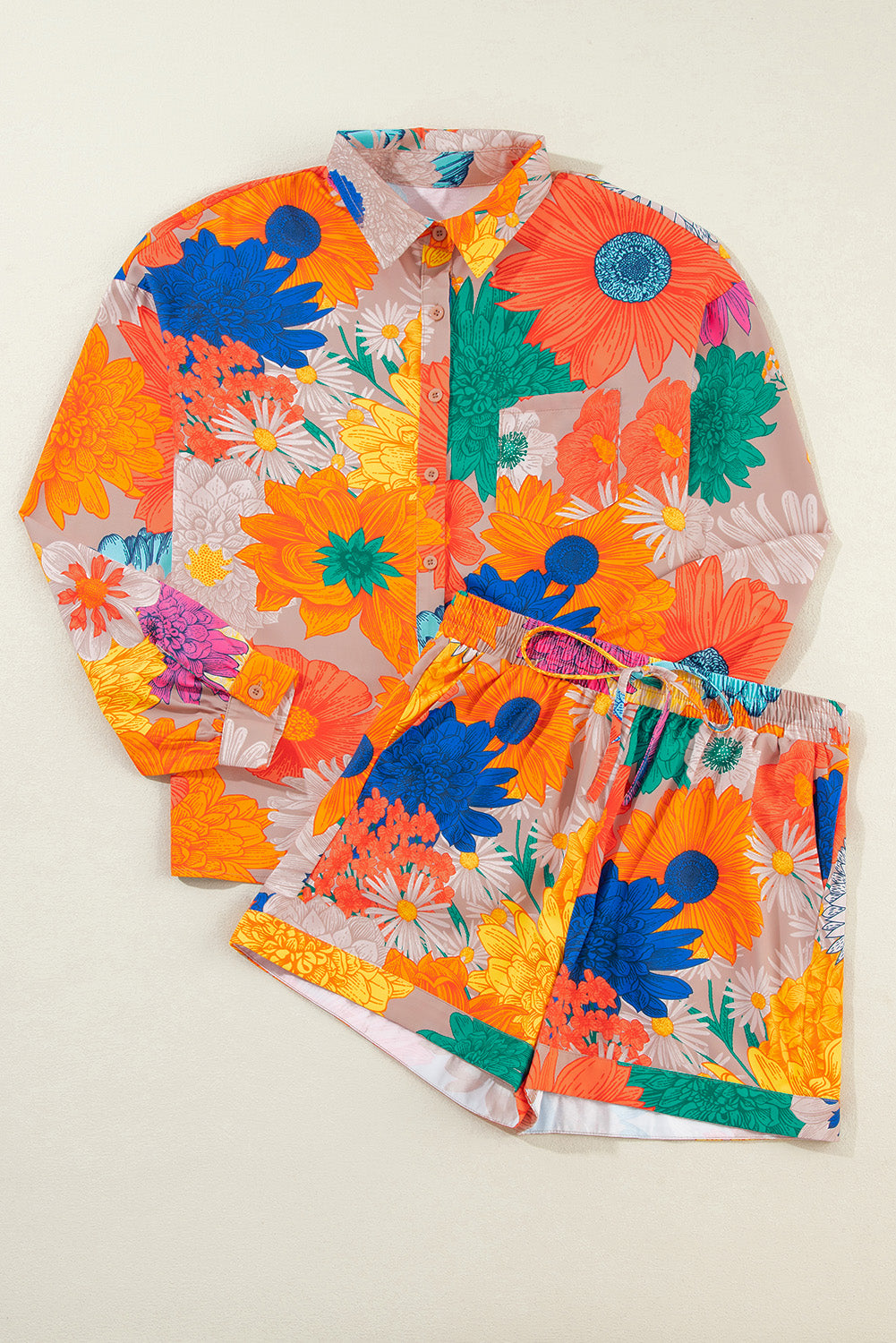 Printed Button Up Long Sleeve Set