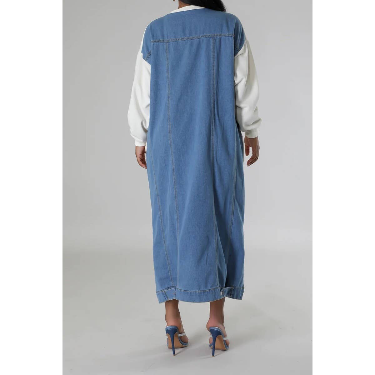 Sweatshirt Half Denim Half Maxi Dress