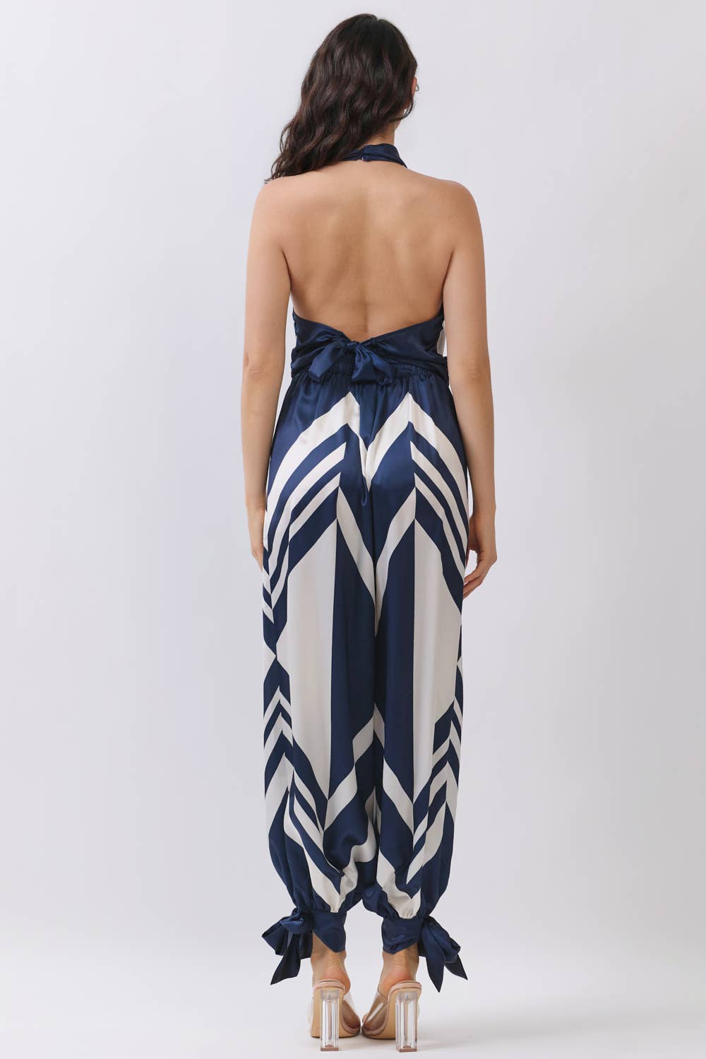 Satin Halter Neck Top & Wide-Leg Pants Set