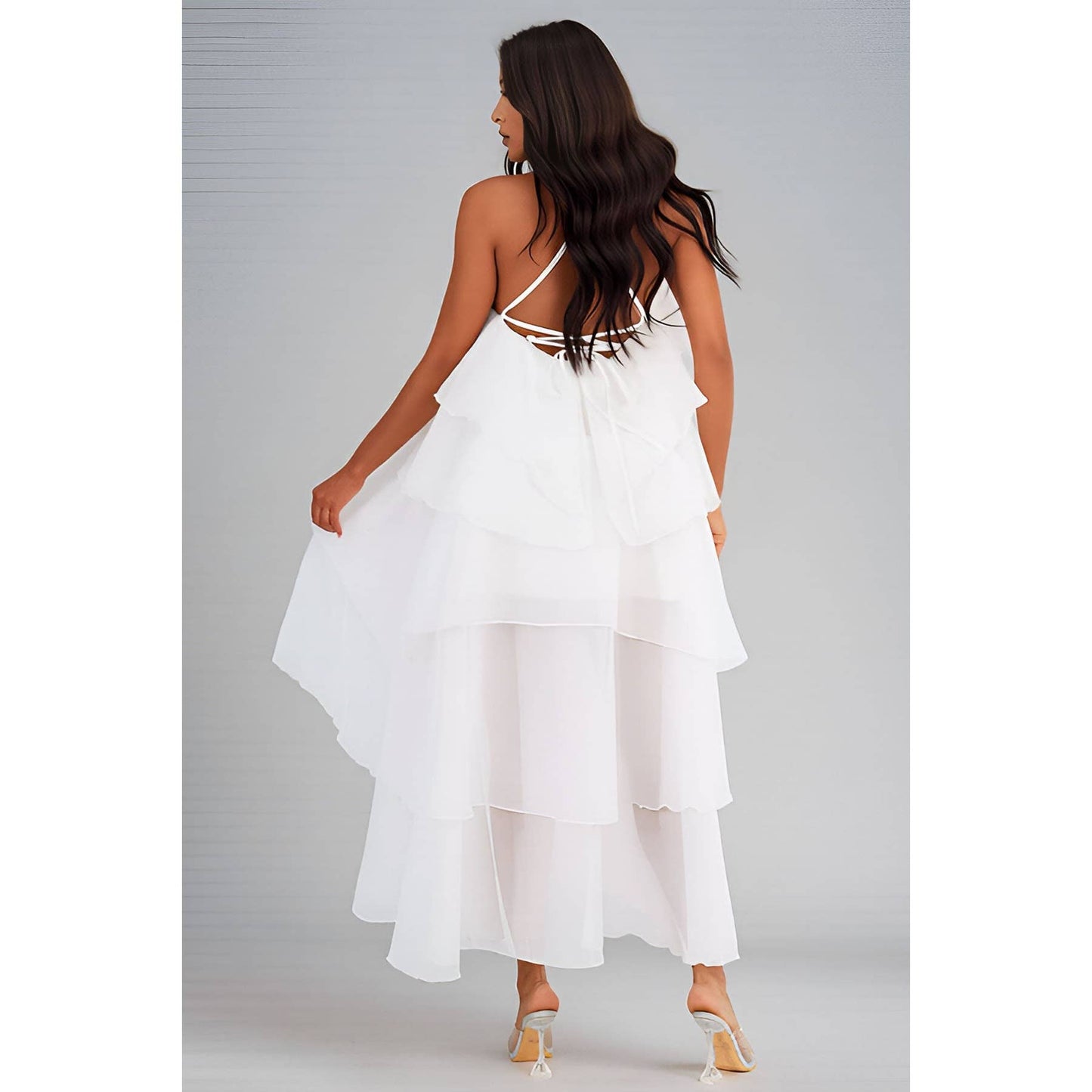 PETAL CASCADE HALTER DRESS