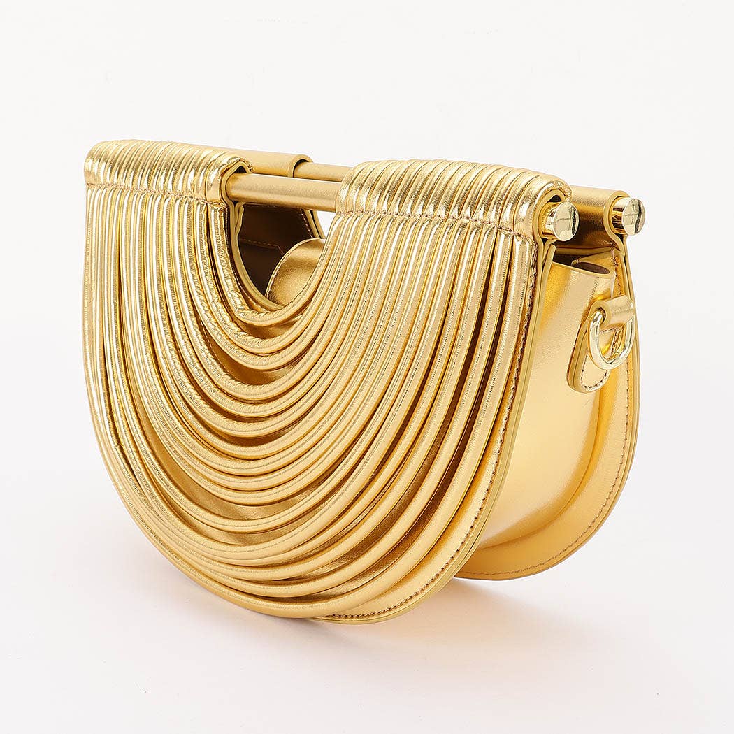 Metallic Faux Leather Noodle Bag