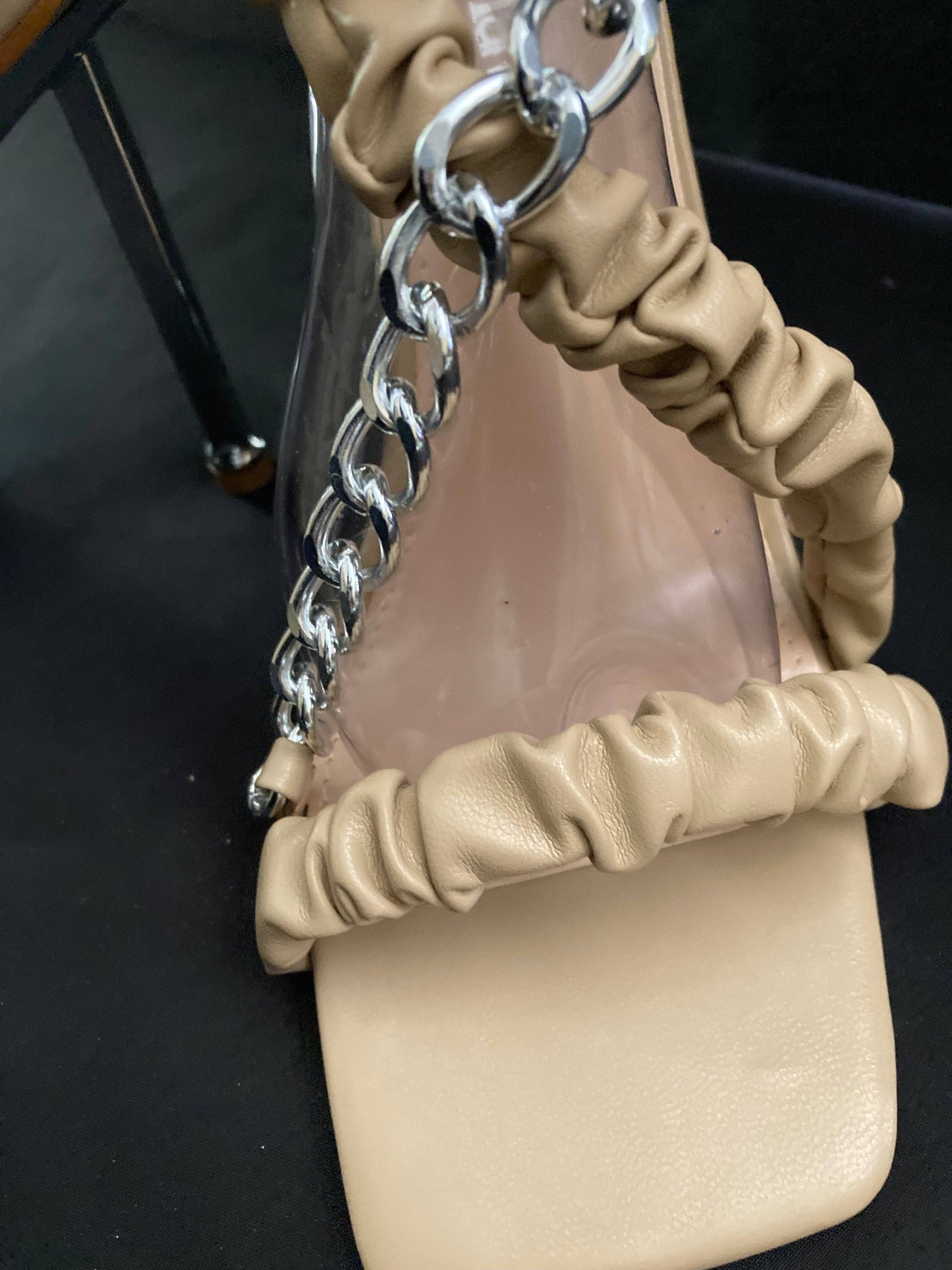 NUDE CHAIN HEELS