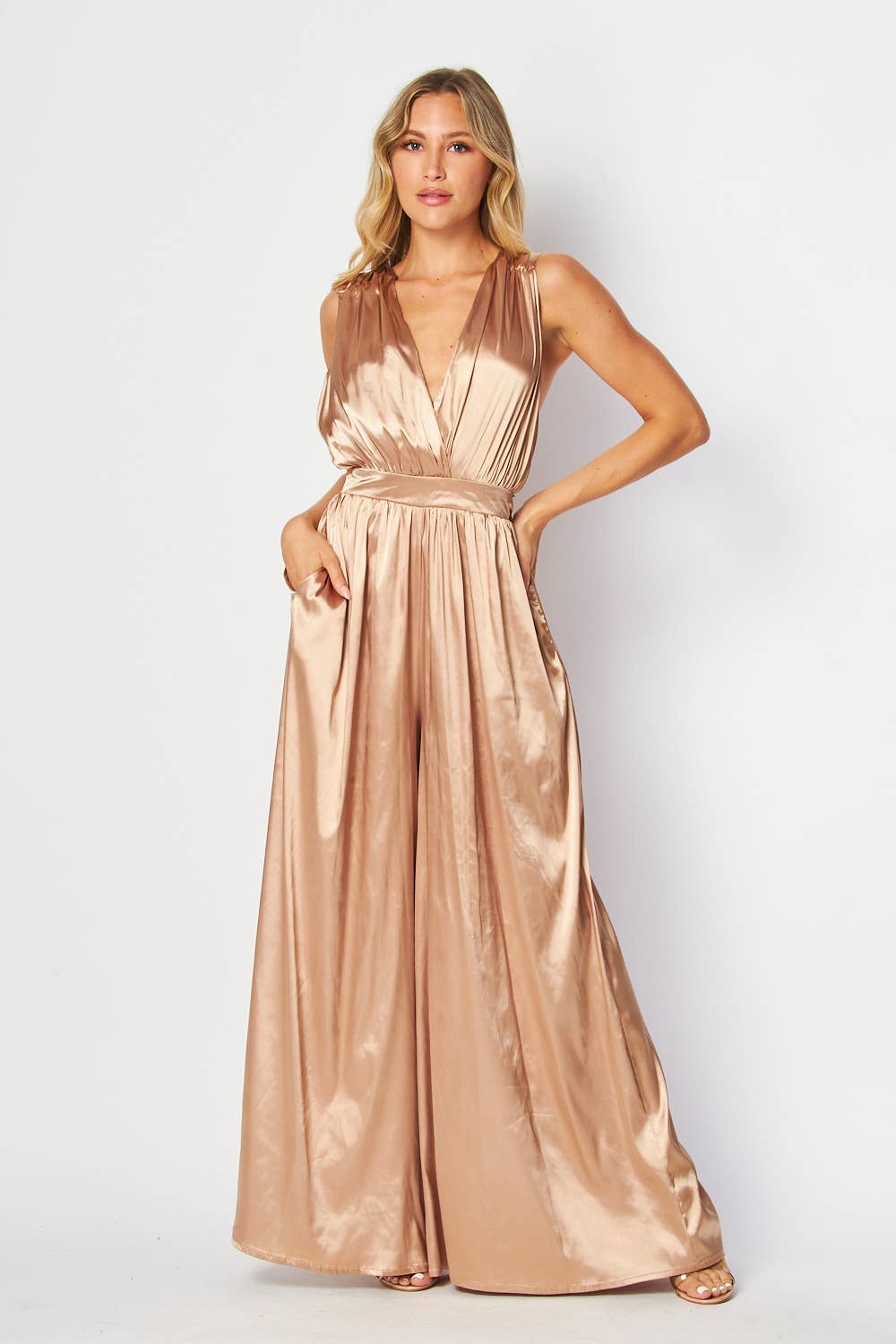 Satin Wide Leg Convertible Jumpsuit