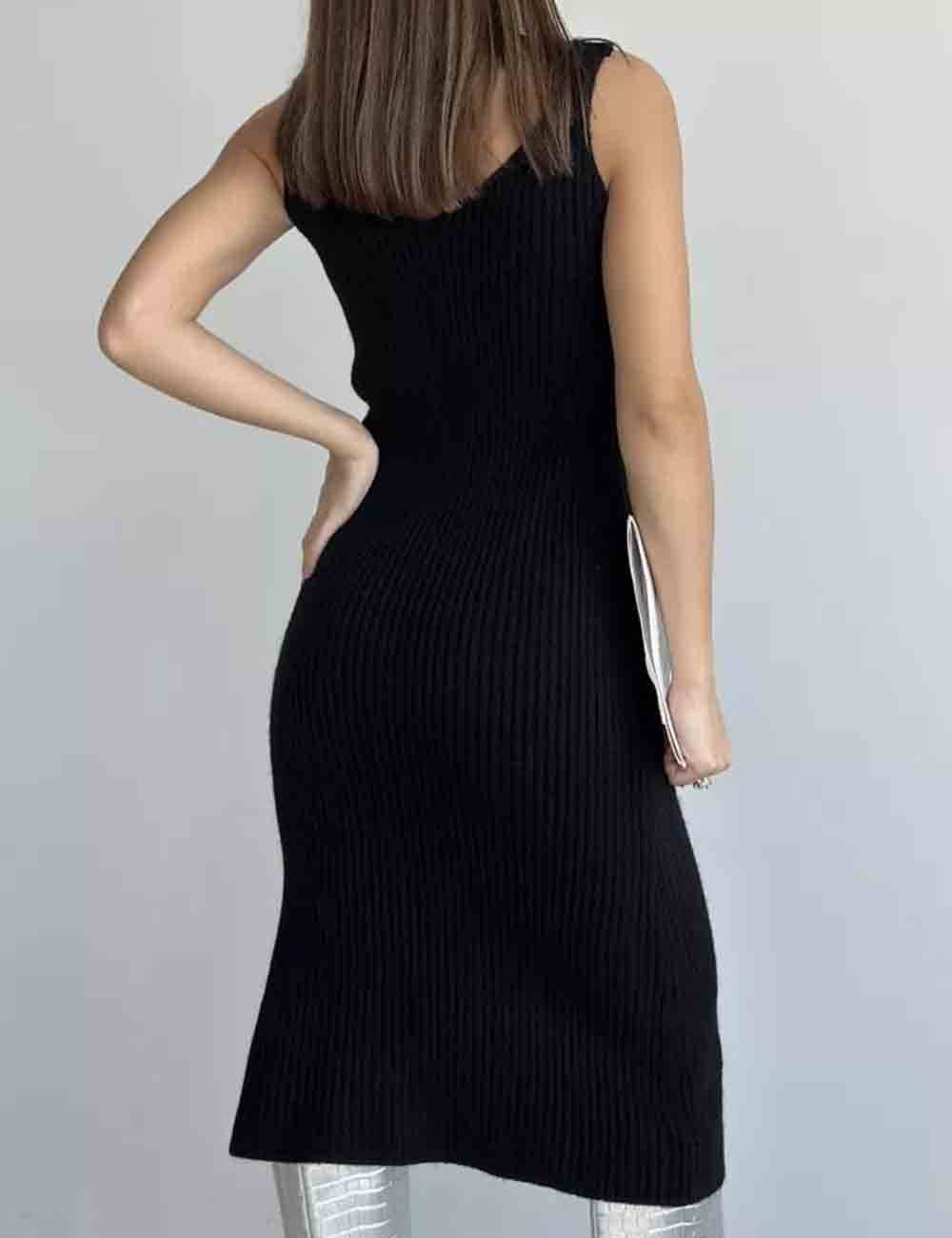 Ladies Solid Color Knit Midi Dress & Cardigan 2PCS Set