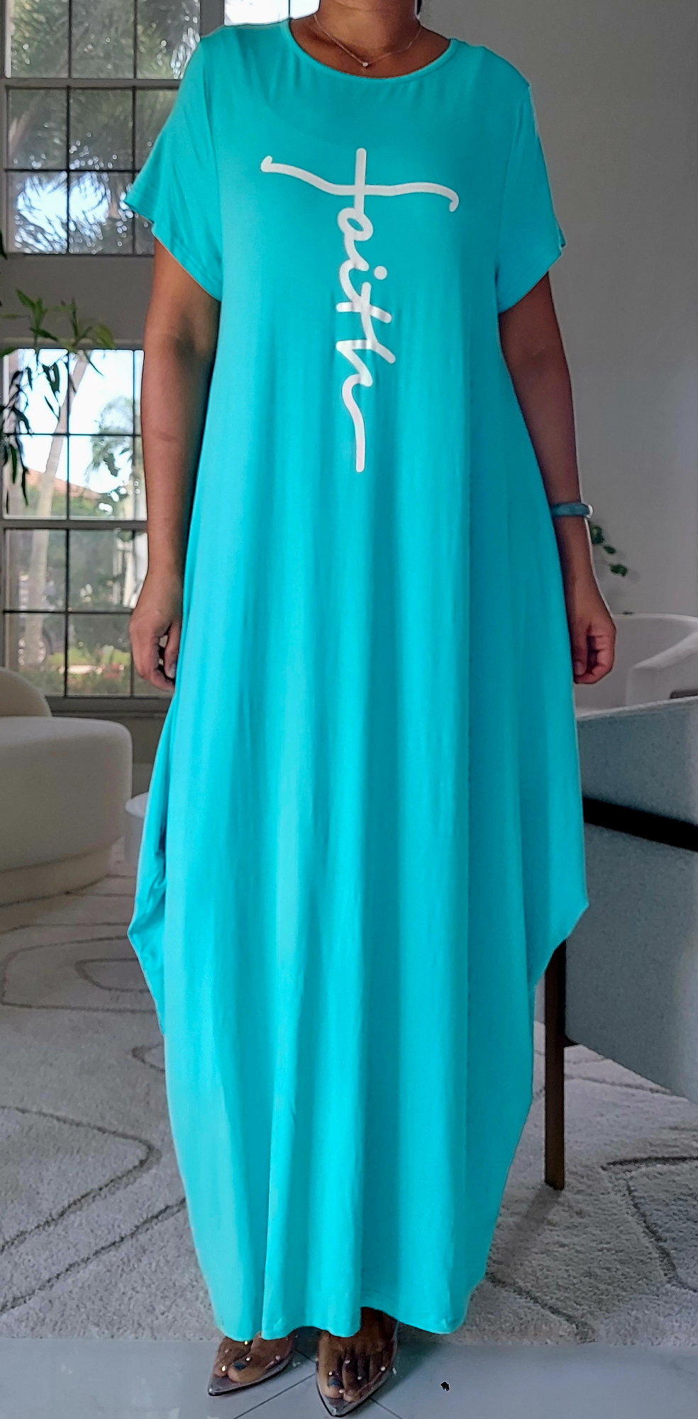 Long "Faith" Knitted Short Sleeve Dress