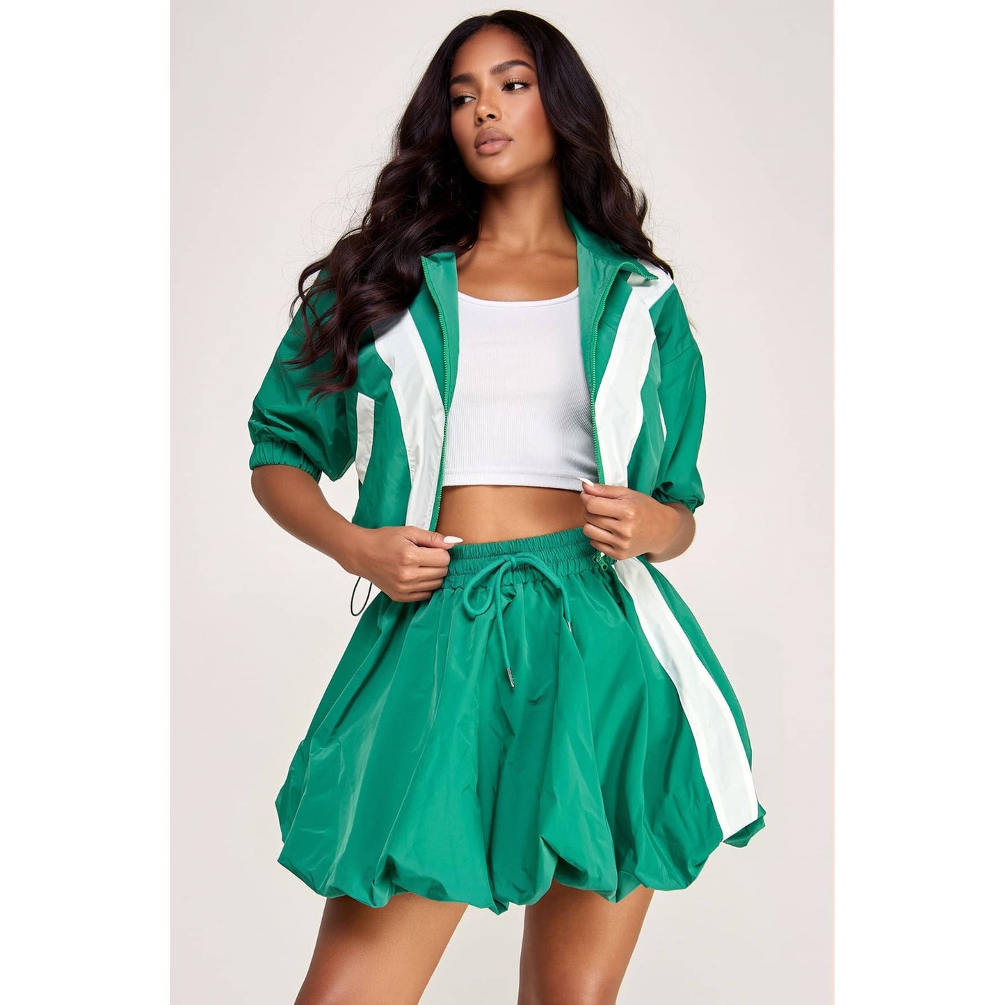 WIND BREAK JACKET AND MINI SKIRT SET