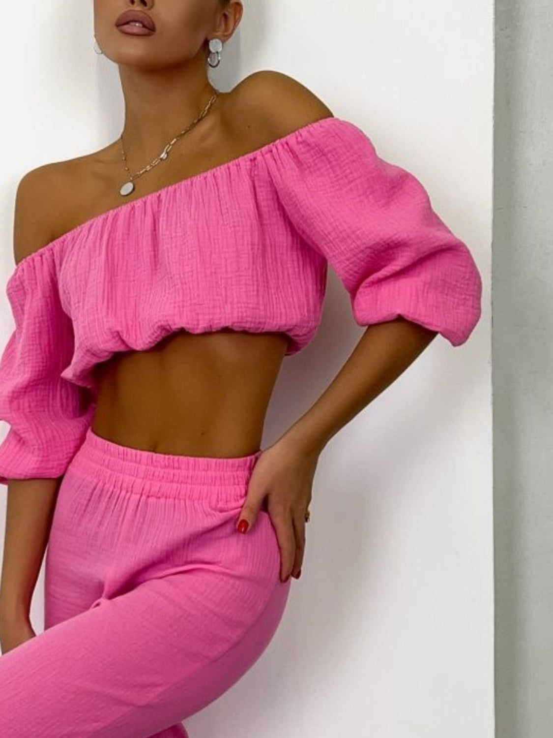 Off Shoulder Long Sleeve Set