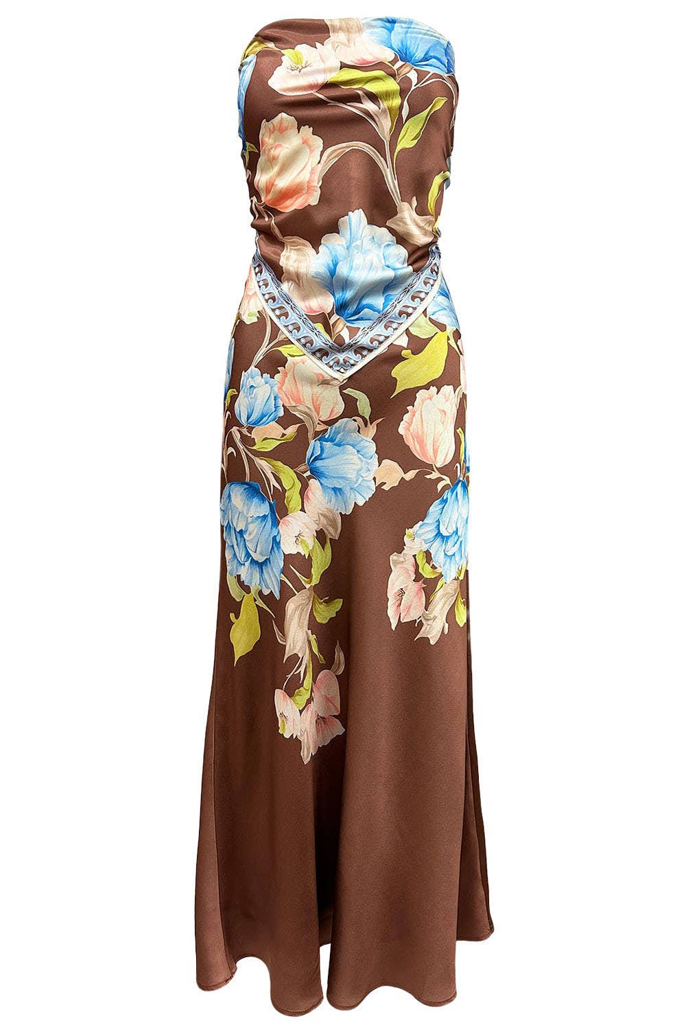 Strapless Satin Top & Maxi Skirt Set