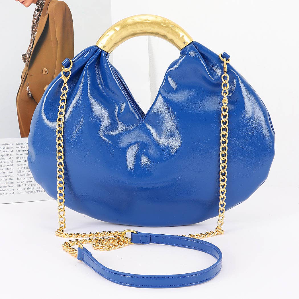 Vegan Leather Metal Handle Bag