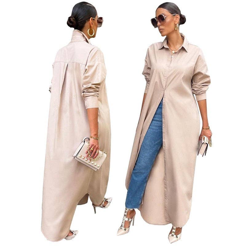 Casual Solid Color Long Coat