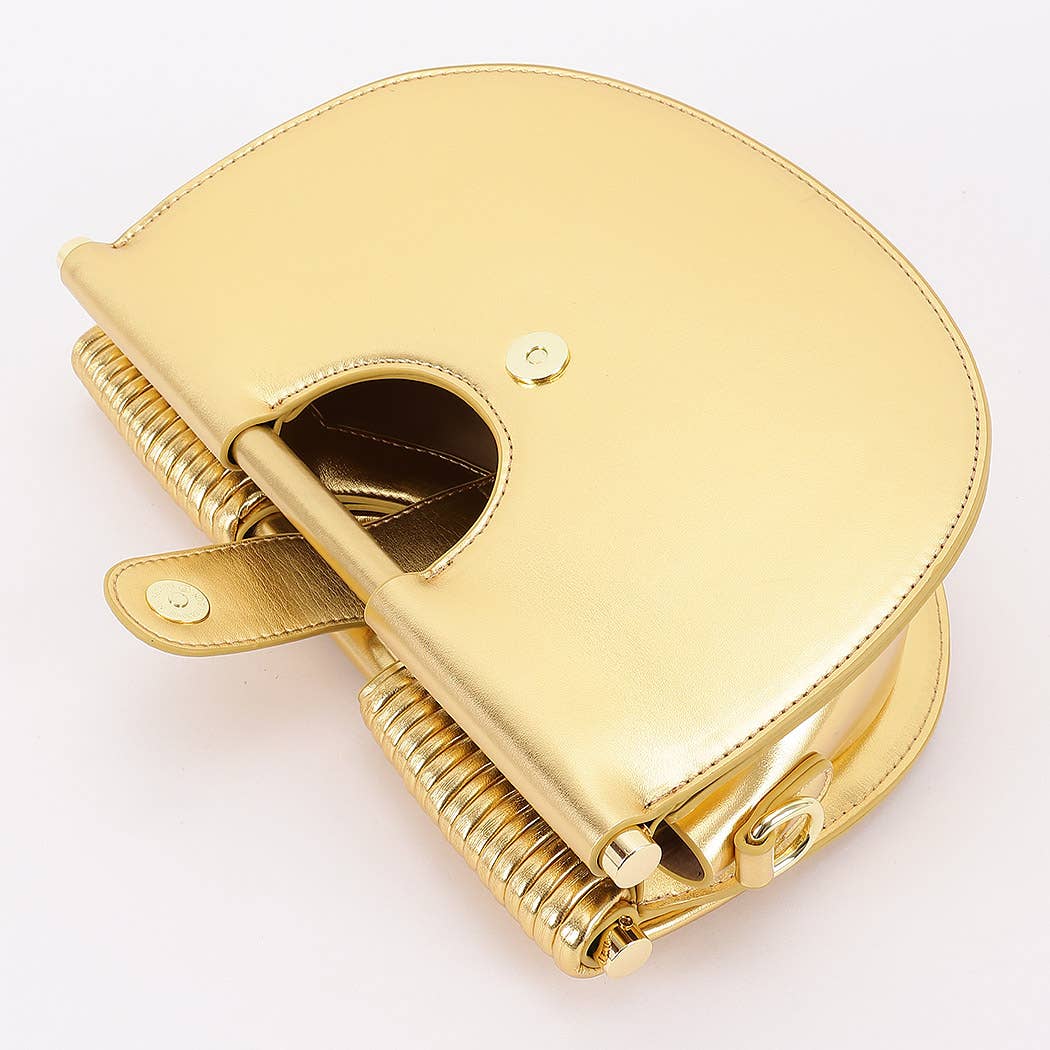 Metallic Faux Leather Noodle Bag