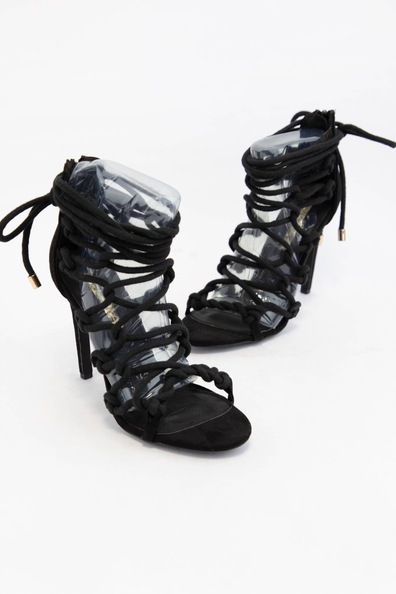 ROPE STRAP LACE UP HEELS