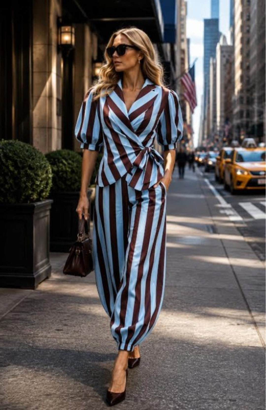 Brown and Blue 2pc stripe
