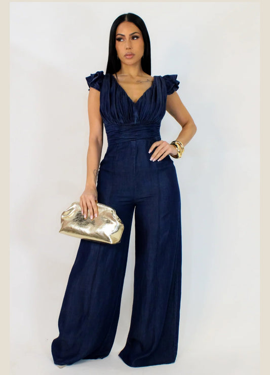 Ruffle Jean Jumpsuit