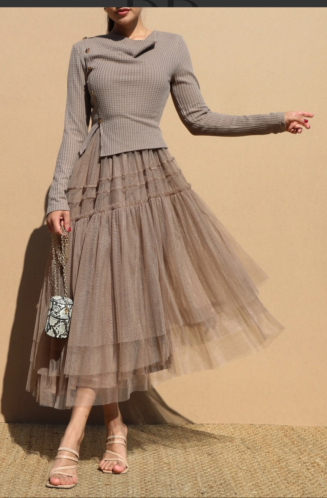 Knit Top Ruffle Midi Dress