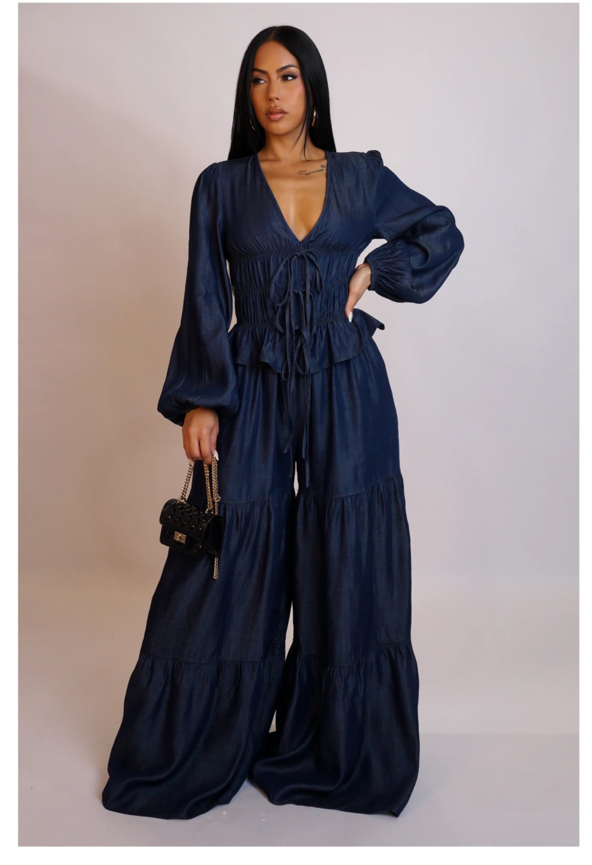 Jean romper long sleeve
