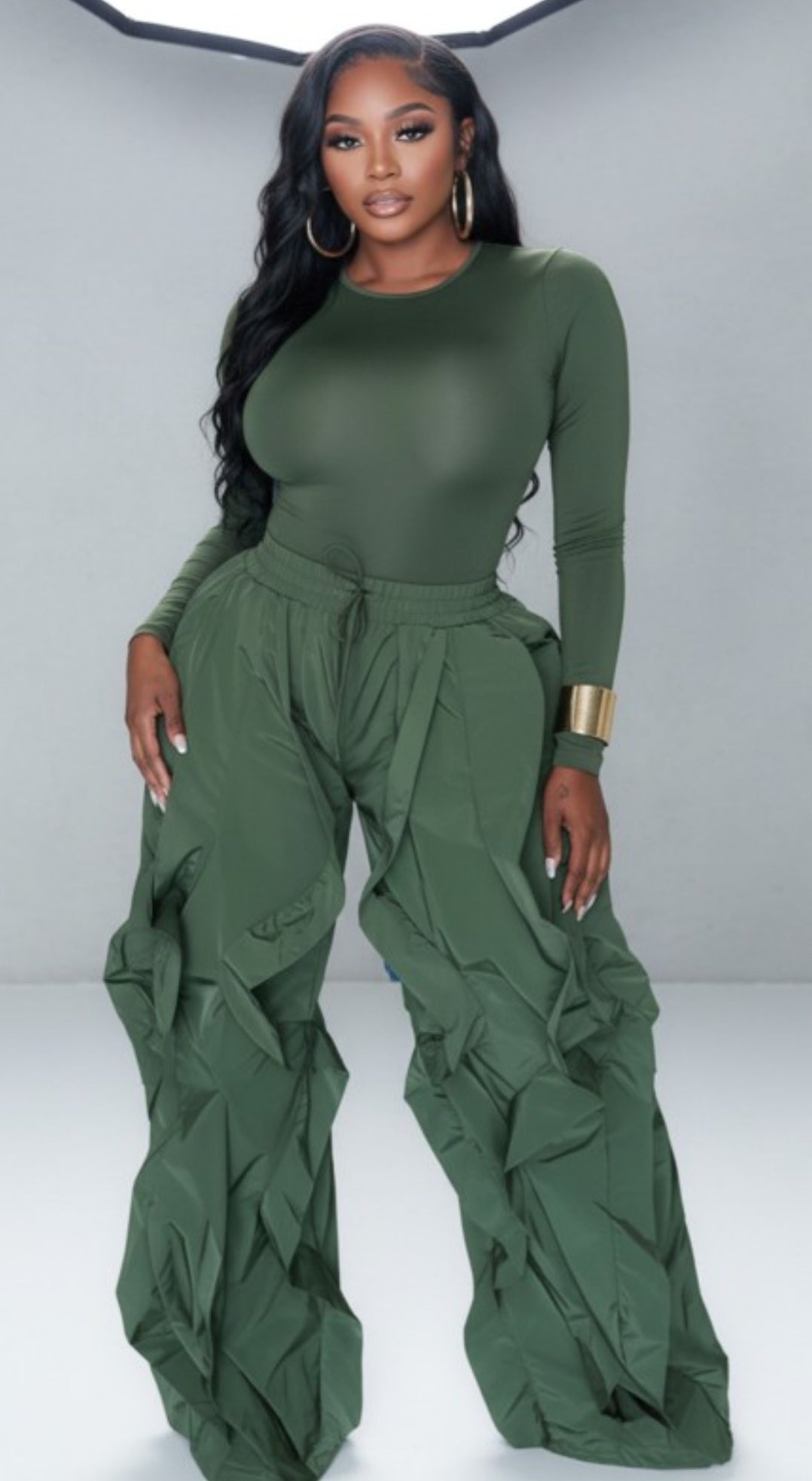 Bubble Ruffle Pants Set with Body Shirt